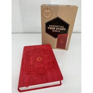 CSB Essential Teen Study Bible By Holman Bibles Red Flower Cork Leather Touch wi